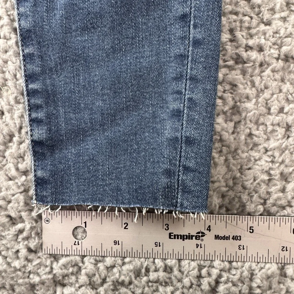 Tractr‎ Diane Mid Rise Distressed Indigo Blue Raw Hem Stretch Jean Sz 0/25 NWT